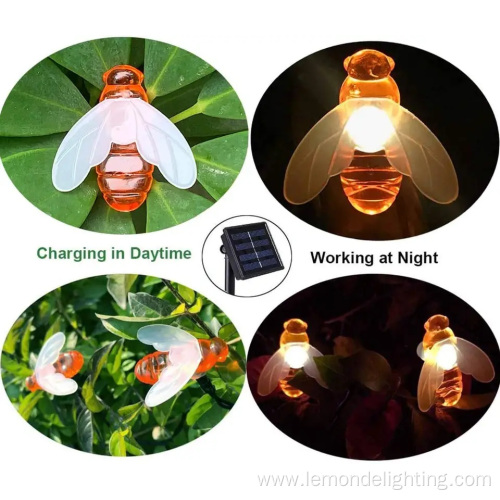 Honey Bee Shape Solar Powered Fairy String Lights